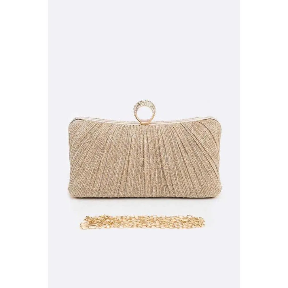 FASHNZFAB Pleated Metallic Box Clutch Bag