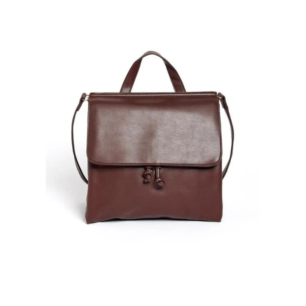 FASHNZFAB PU LEATHER ONE TONE BACKPACK