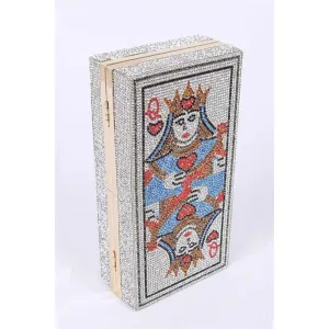 FASHNZFAB Queen Poker Rhinestone Box Clutch