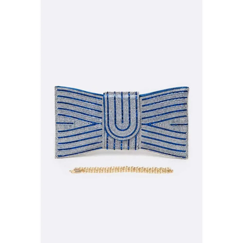 FASHNZFAB Rhinestone Bowtie Convertible Clutch
