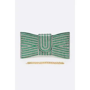 FASHNZFAB Rhinestone Bowtie Convertible Clutch