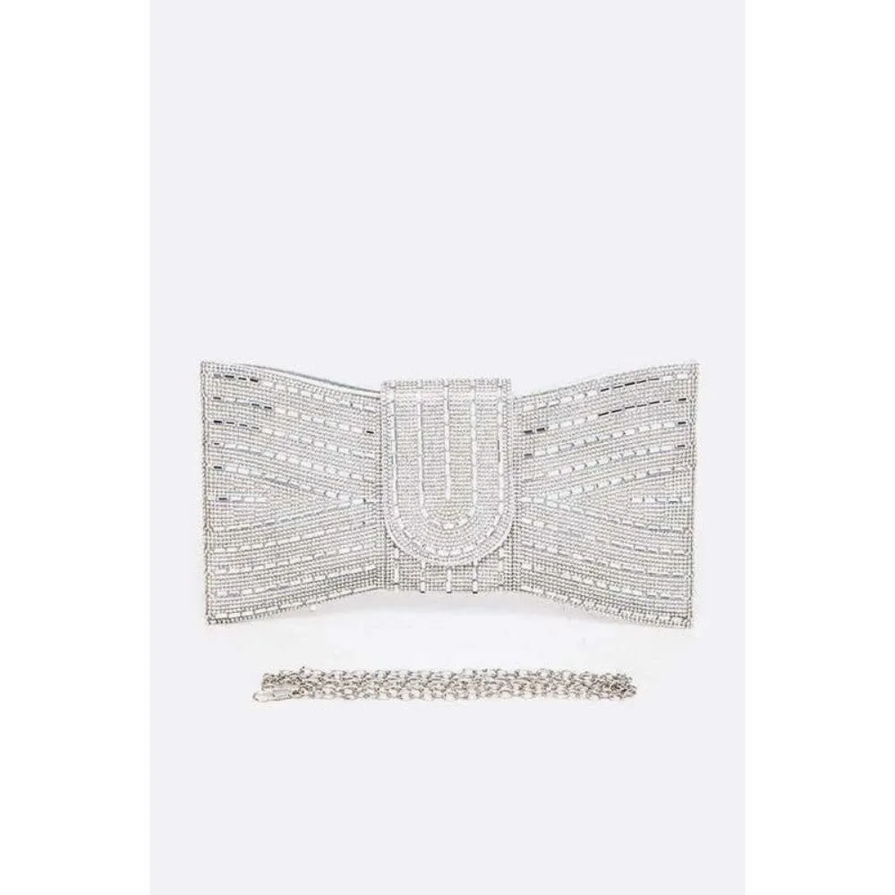 FASHNZFAB Rhinestone Bowtie Convertible Clutch