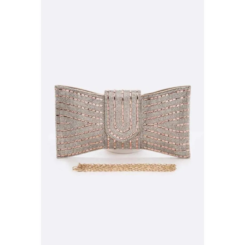 FASHNZFAB Rhinestone Bowtie Convertible Clutch