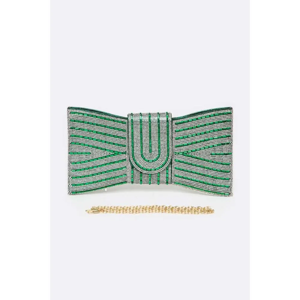 FASHNZFAB Rhinestone Bowtie Convertible Clutch