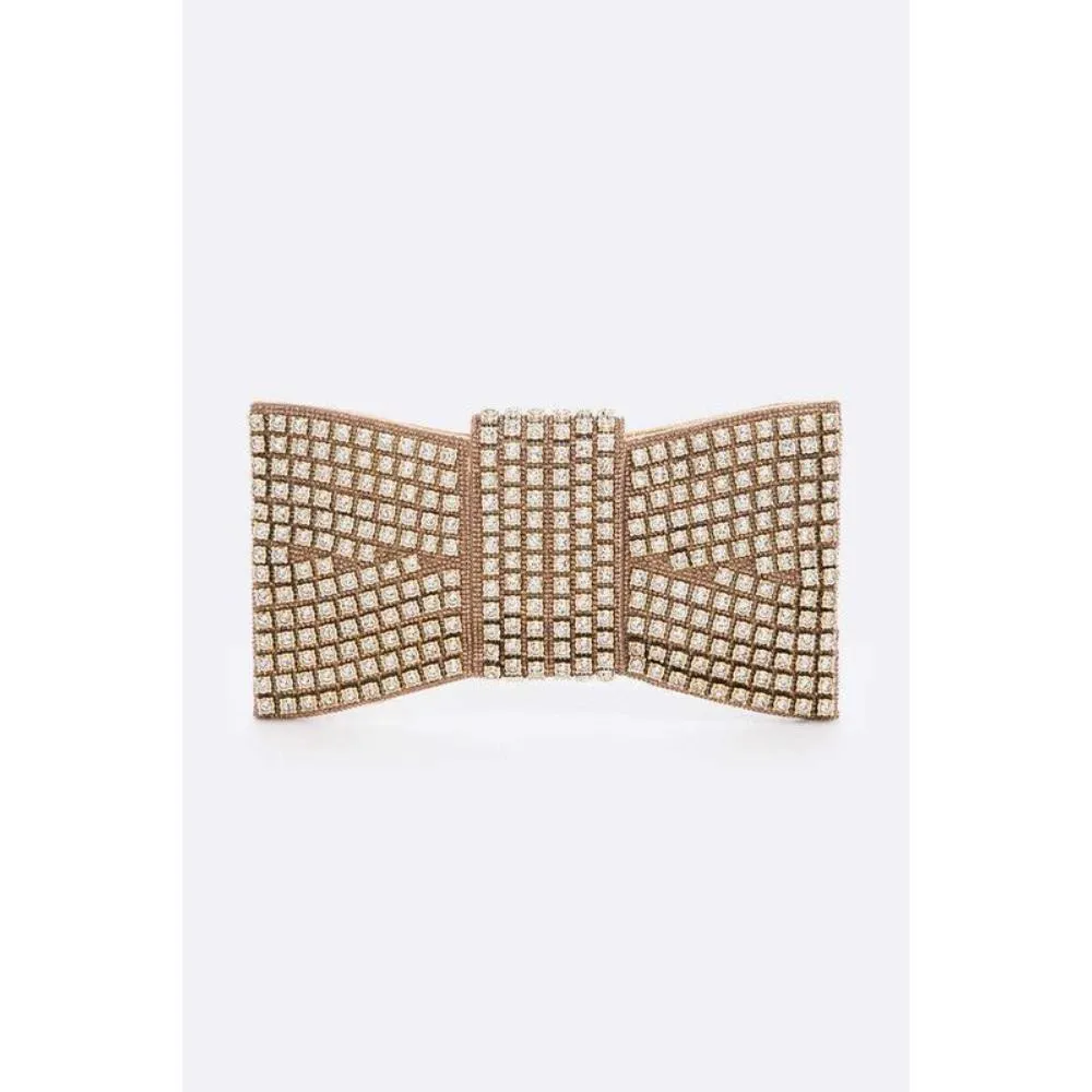 FASHNZFAB Rhinestone Bowtie Iconic Clutch Bag