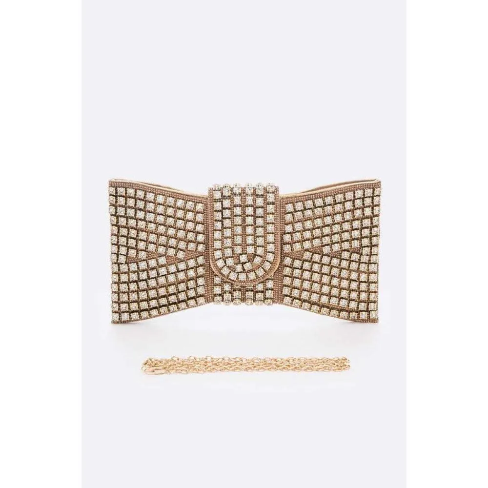 FASHNZFAB Rhinestone Bowtie Iconic Clutch Bag