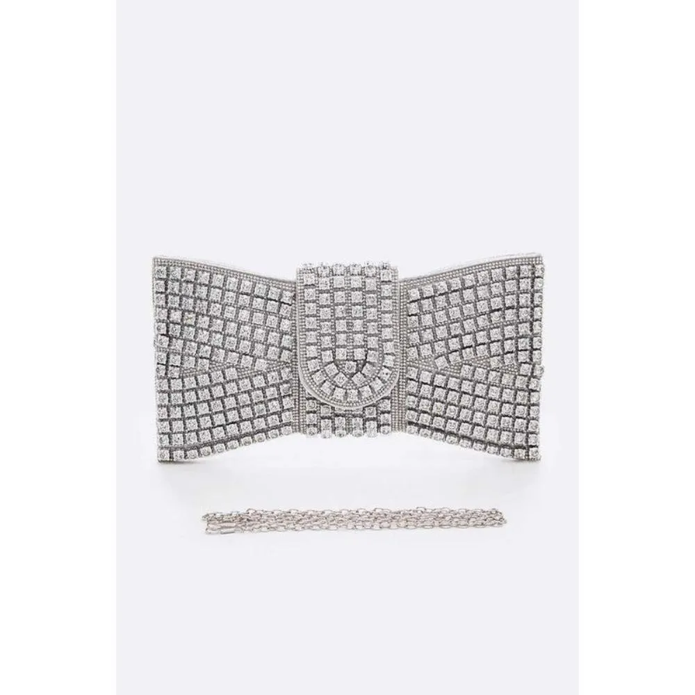 FASHNZFAB Rhinestone Bowtie Iconic Clutch Bag