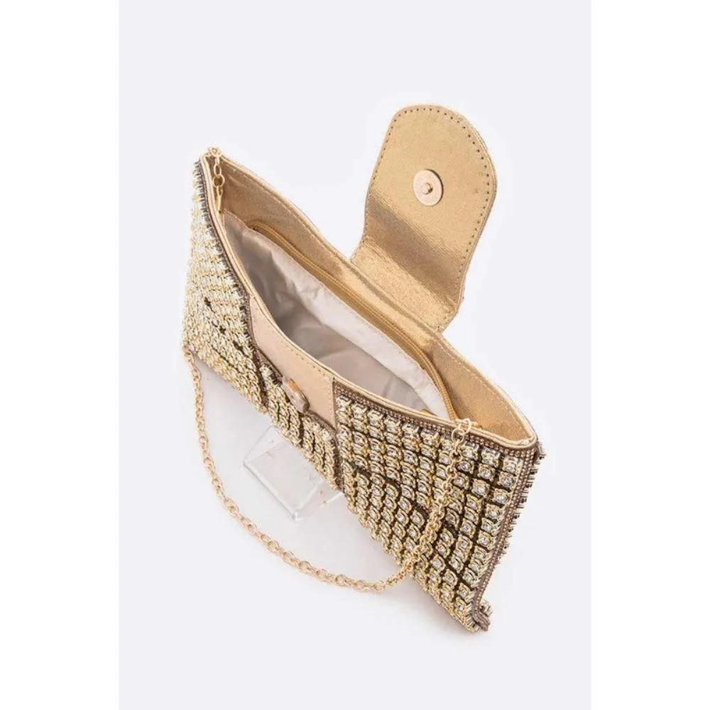 FASHNZFAB Rhinestone Bowtie Iconic Clutch Bag