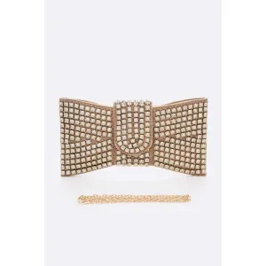 FASHNZFAB Rhinestone Bowtie Iconic Clutch Bag