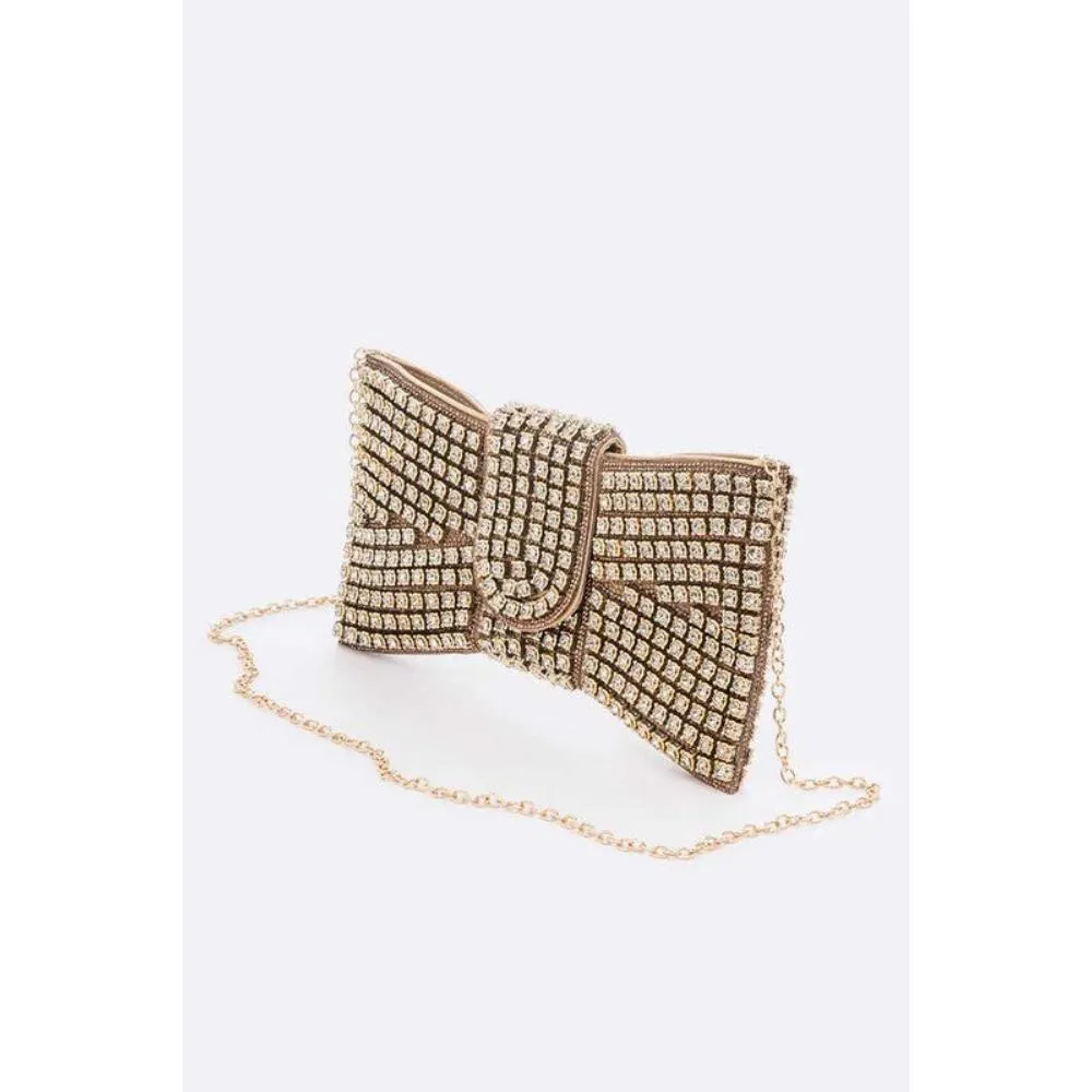 FASHNZFAB Rhinestone Bowtie Iconic Clutch Bag