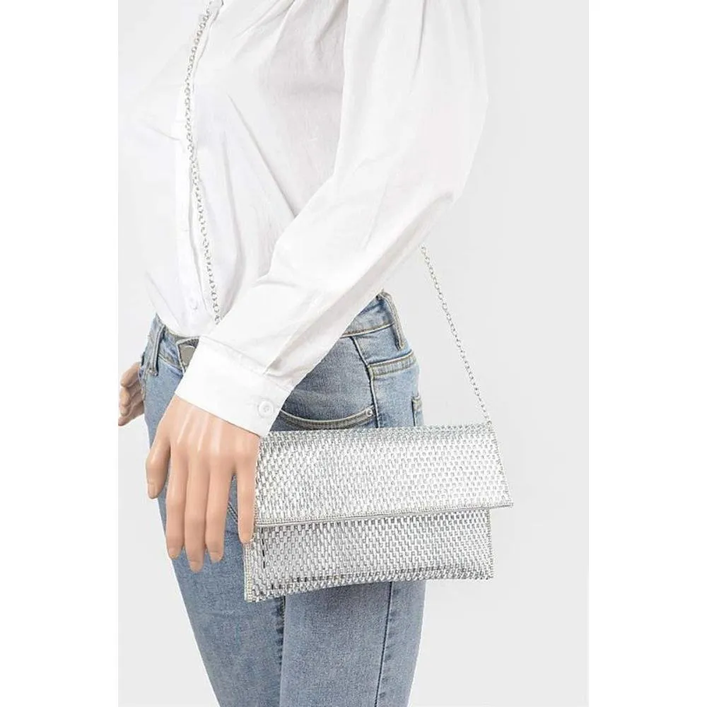 FASHNZFAB Rhinestone Iconic Envelope Clutch