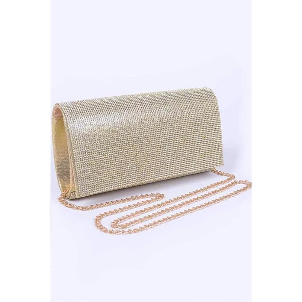 FASHNZFAB Rhinestone Metallic Evening Clutch Bag