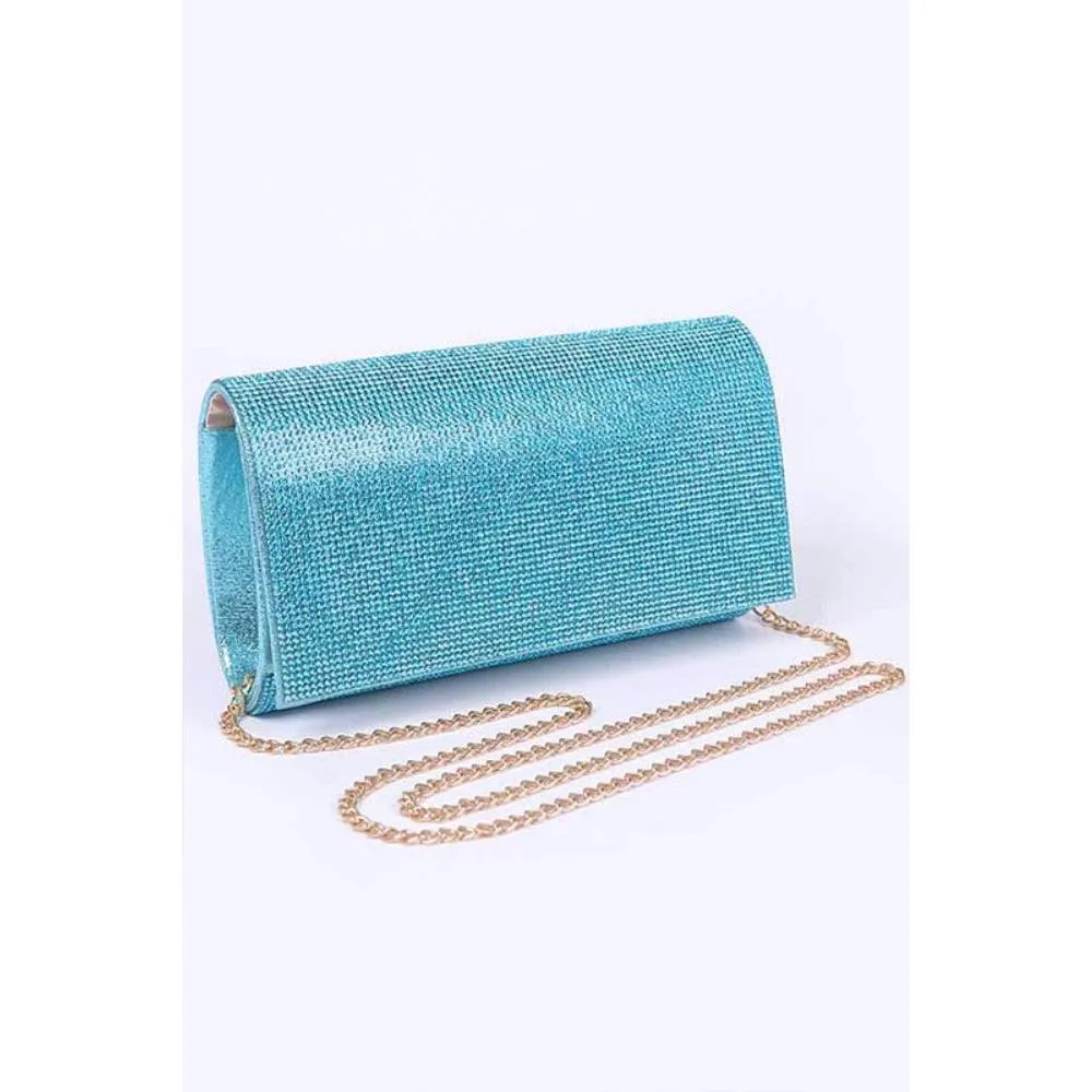 FASHNZFAB Rhinestone Metallic Evening Clutch Bag
