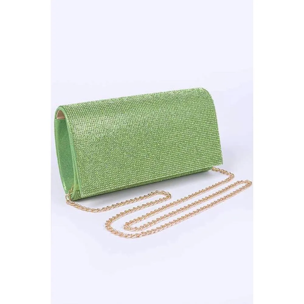 FASHNZFAB Rhinestone Metallic Evening Clutch Bag