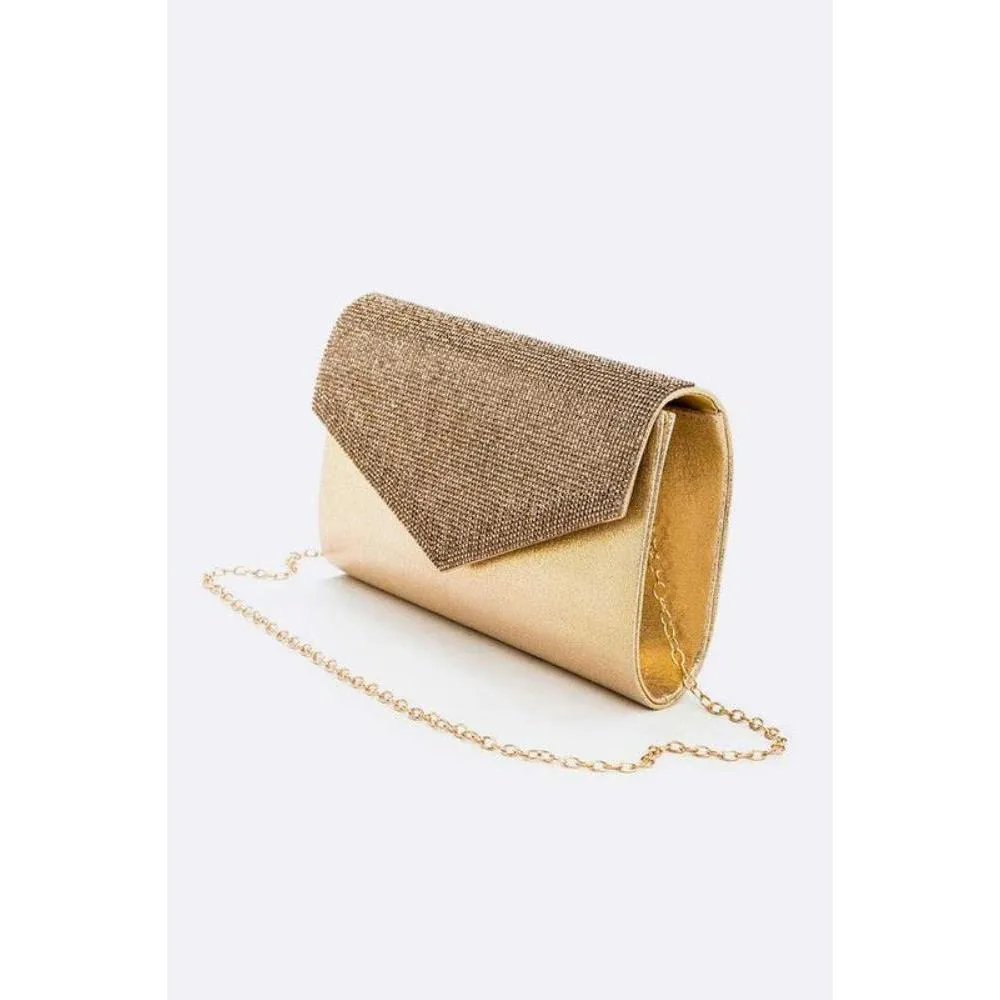 FASHNZFAB Rhinestone Metallic Evening Clutch Bag