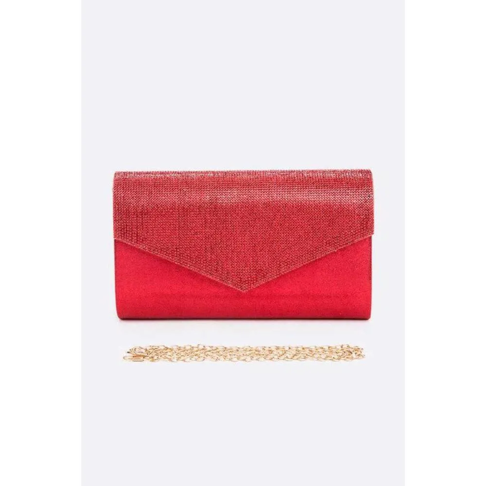 FASHNZFAB Rhinestone Metallic Evening Clutch Bag