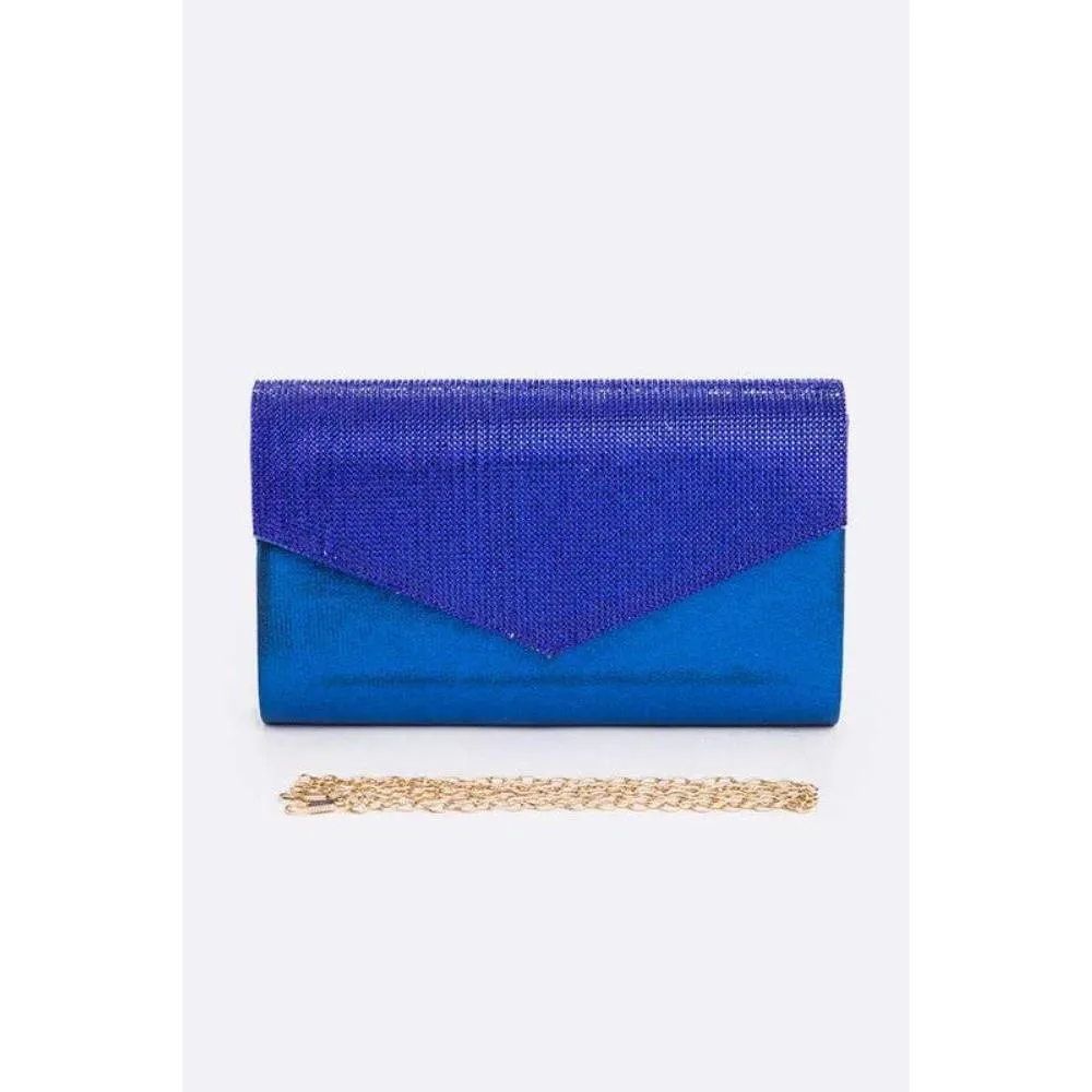FASHNZFAB Rhinestone Metallic Evening Clutch Bag