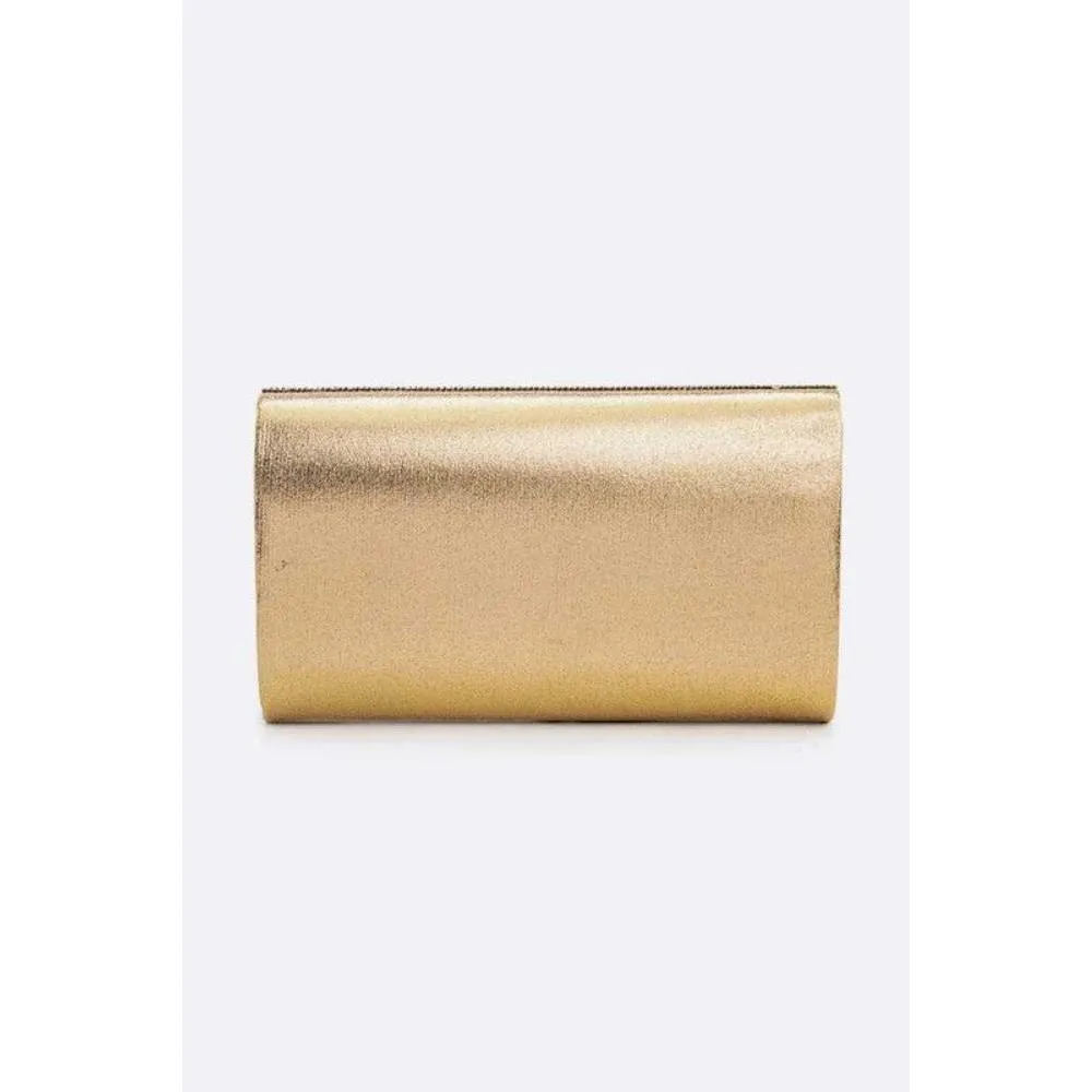 FASHNZFAB Rhinestone Metallic Evening Clutch Bag