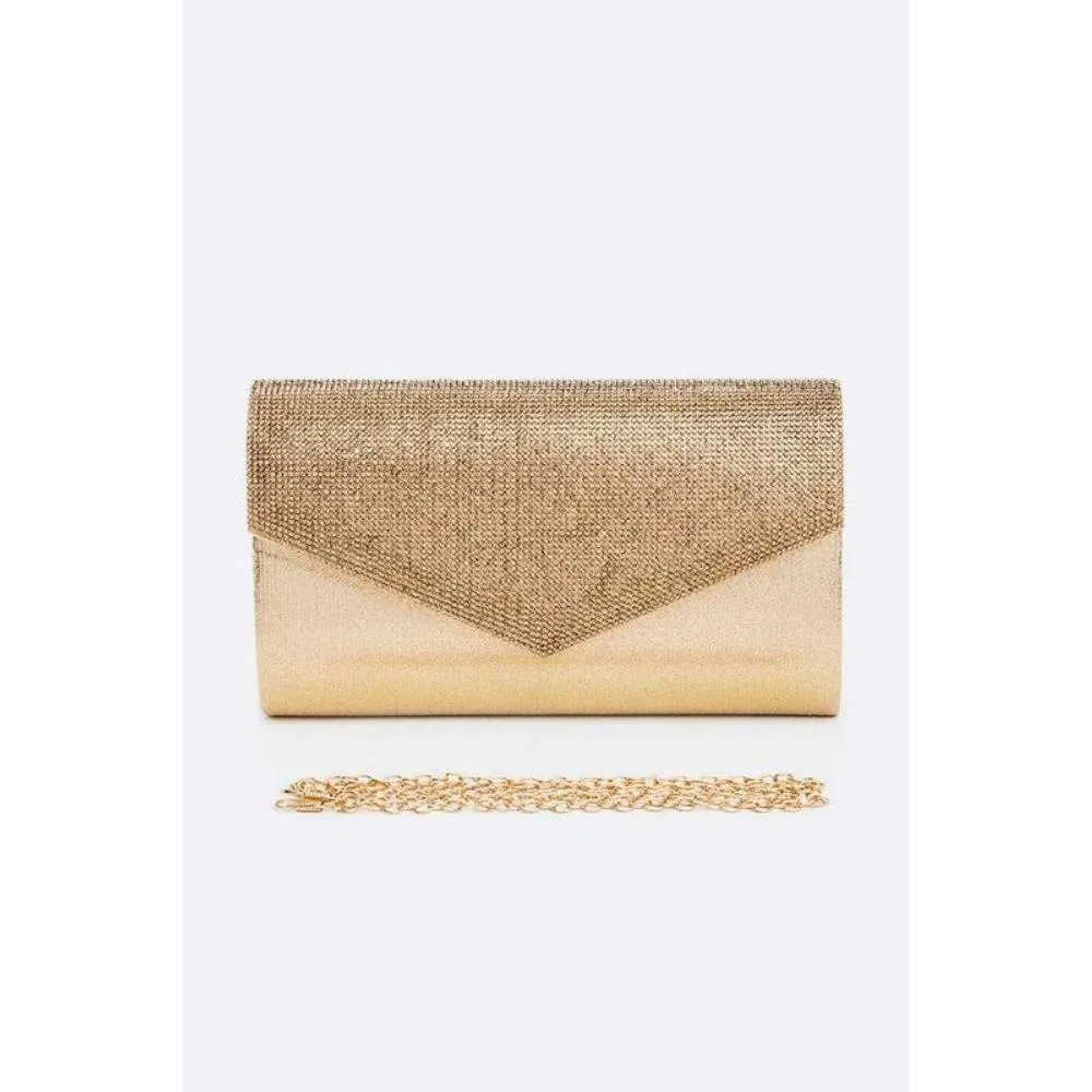 FASHNZFAB Rhinestone Metallic Evening Clutch Bag