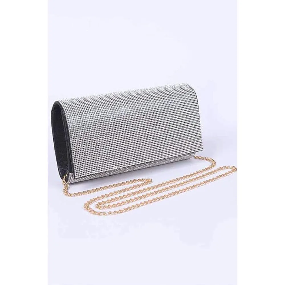 FASHNZFAB Rhinestone Metallic Evening Clutch Bag