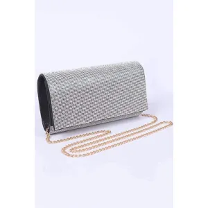 FASHNZFAB Rhinestone Metallic Evening Clutch Bag