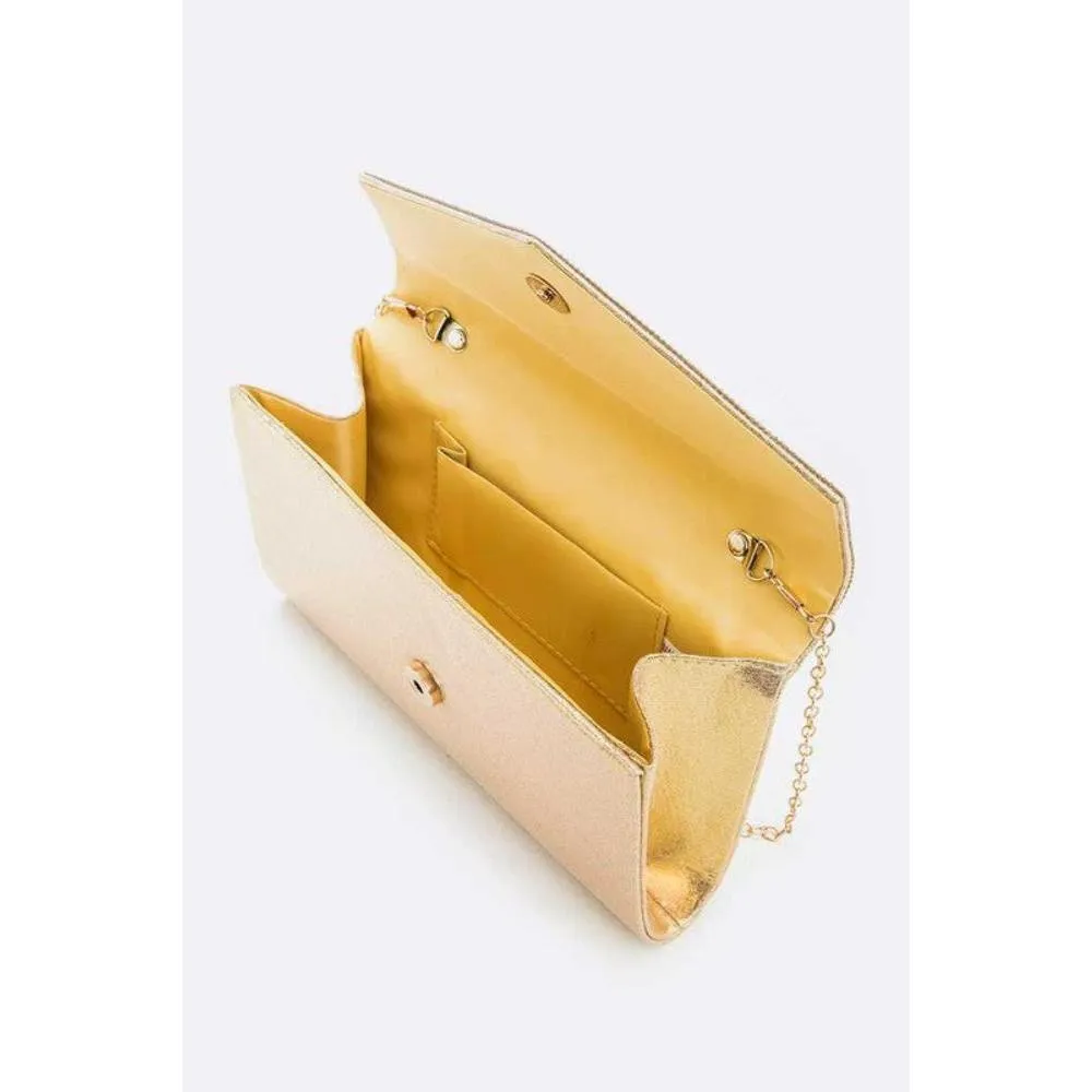FASHNZFAB Rhinestone Metallic Evening Clutch Bag