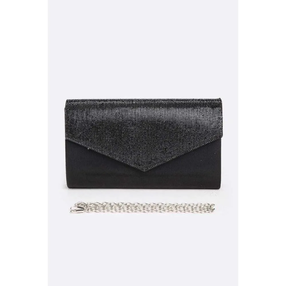 FASHNZFAB Rhinestone Metallic Evening Clutch Bag