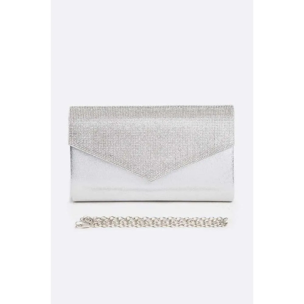 FASHNZFAB Rhinestone Metallic Evening Clutch Bag