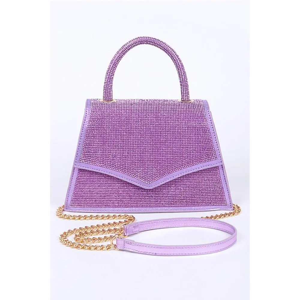 FASHNZFAB Rhinestone Top Handle Convertible Clutch Bag