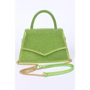FASHNZFAB Rhinestone Top Handle Convertible Clutch Bag