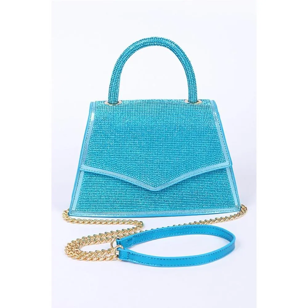 FASHNZFAB Rhinestone Top Handle Convertible Clutch Bag