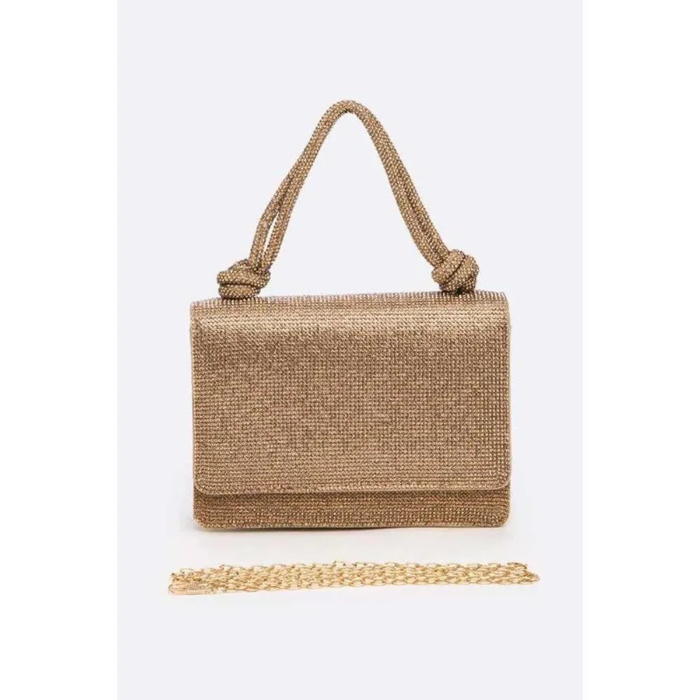 FASHNZFAB Rhinestone Top Handle Small Bridal Party Clutch