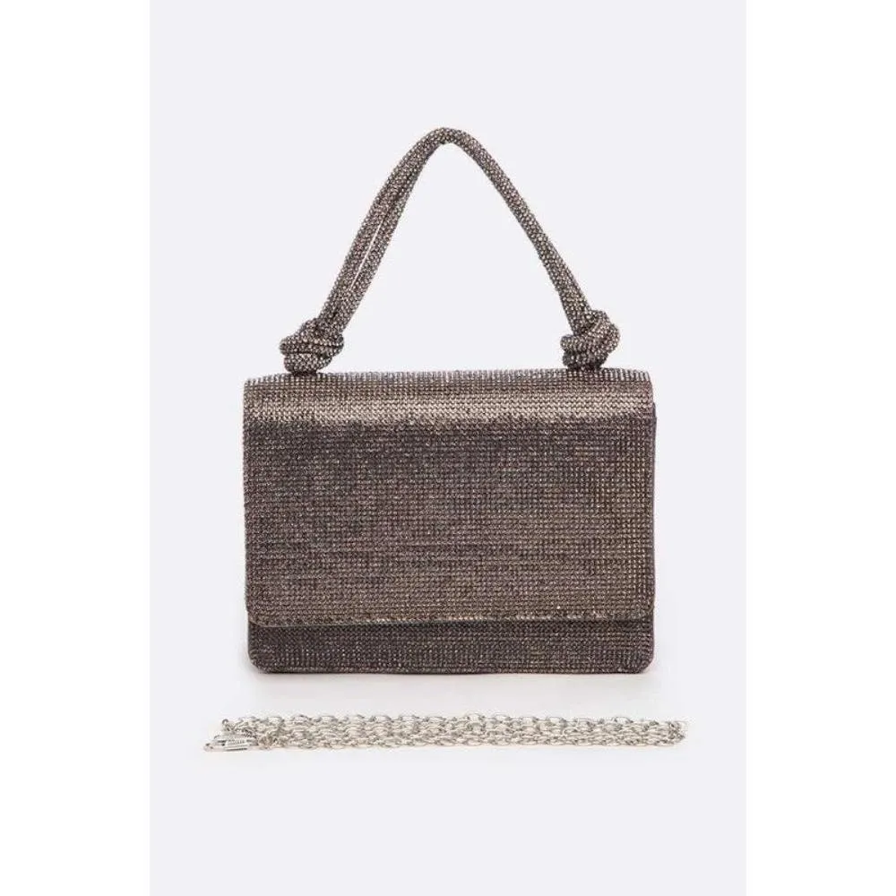 FASHNZFAB Rhinestone Top Handle Small Bridal Party Clutch