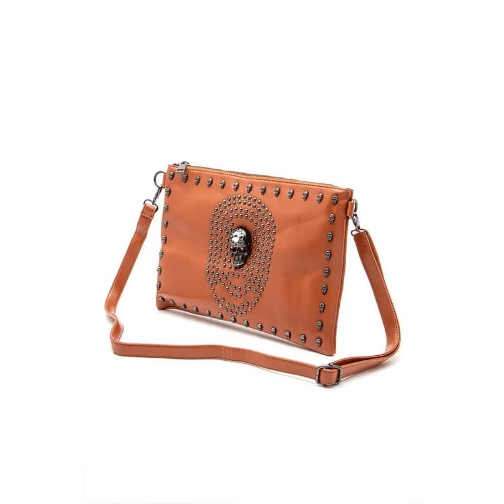FASHNZFAB Skull Mix Studs Biker Crossbody Clutch Swing Bag