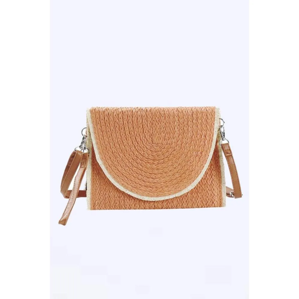FASHNZFAB Solid Color Straw Convertible Swing Clutch Bag