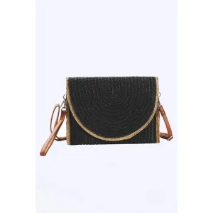 FASHNZFAB Solid Color Straw Convertible Swing Clutch Bag