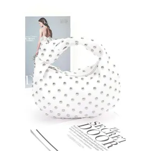 FASHNZFAB Studded Top Knotted Handle Soft Clutch