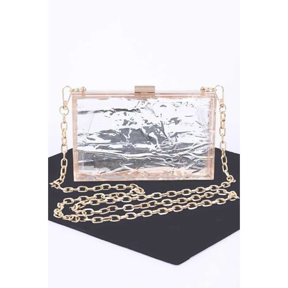 FASHNZFAB Textured Acrylic Transparent Box Clutch