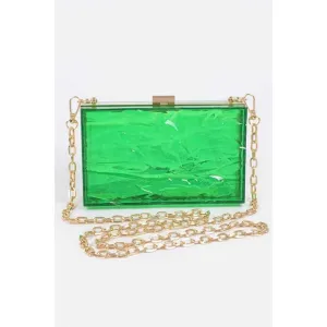 FASHNZFAB Textured Acrylic Transparent Box Clutch