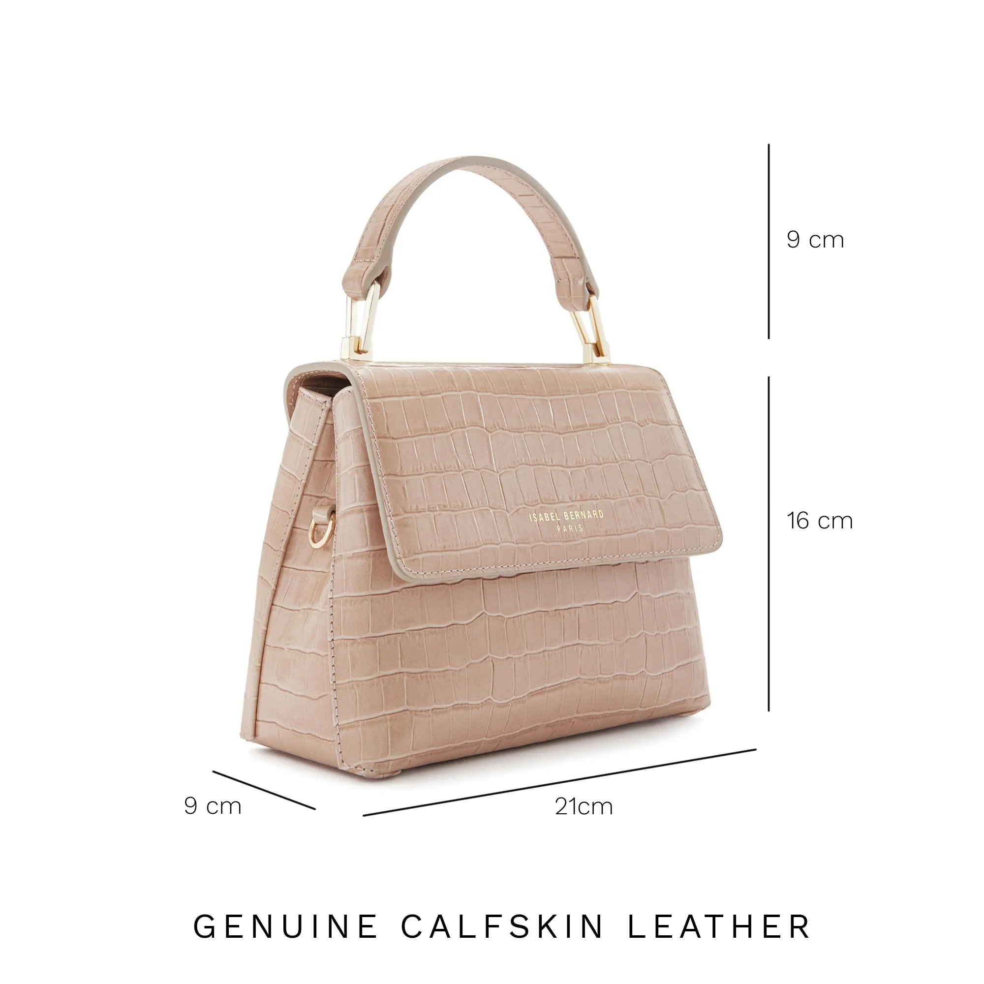 Femme Forte Heline croco beige calfskin leather handbag