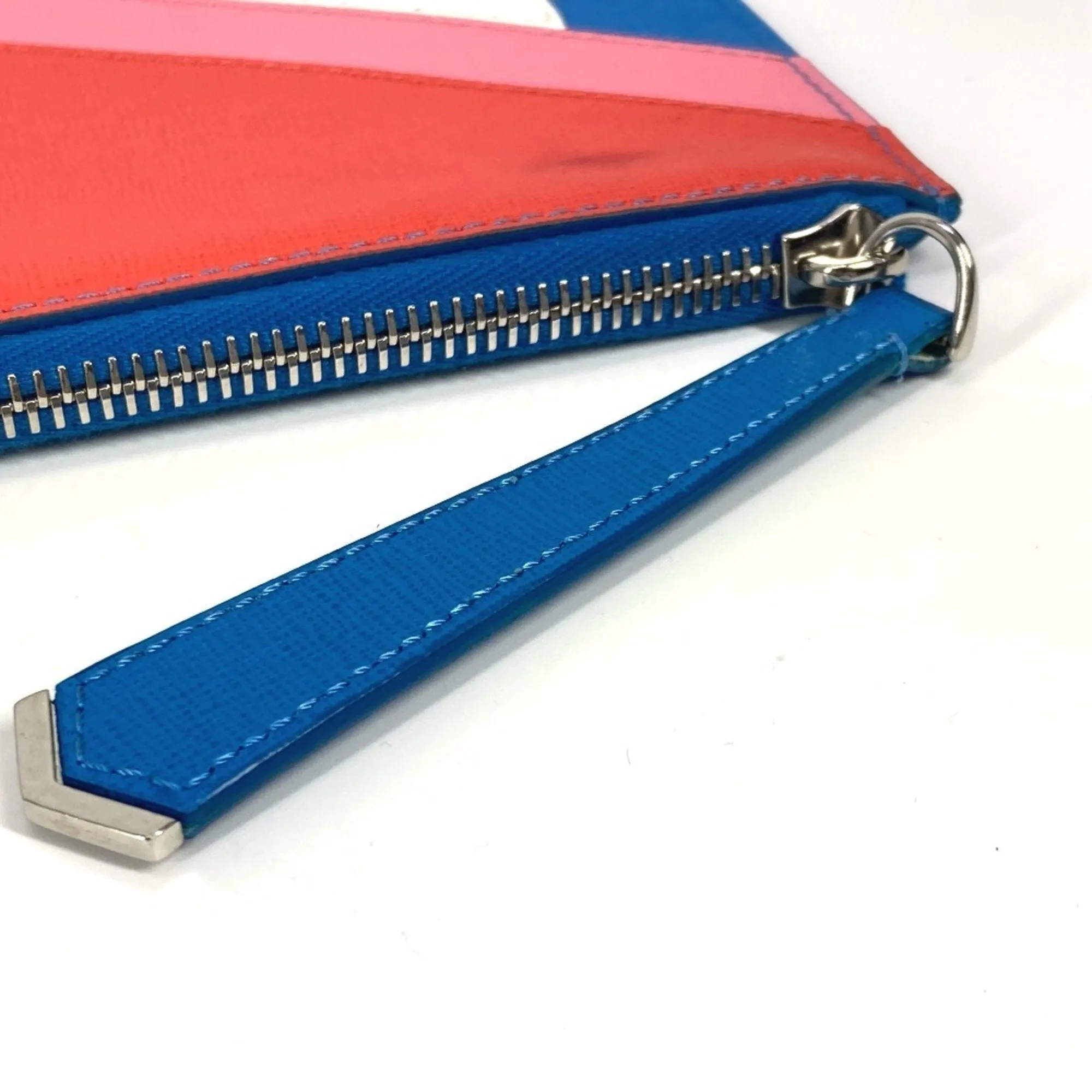 Fendi blue pink Color Leather Clutch Bag Pouch (Pre-Owned)
