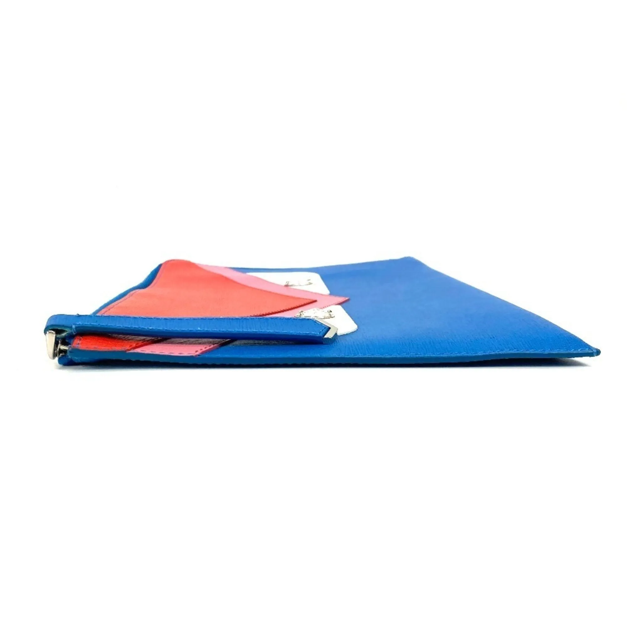 Fendi blue pink Color Leather Clutch Bag Pouch (Pre-Owned)