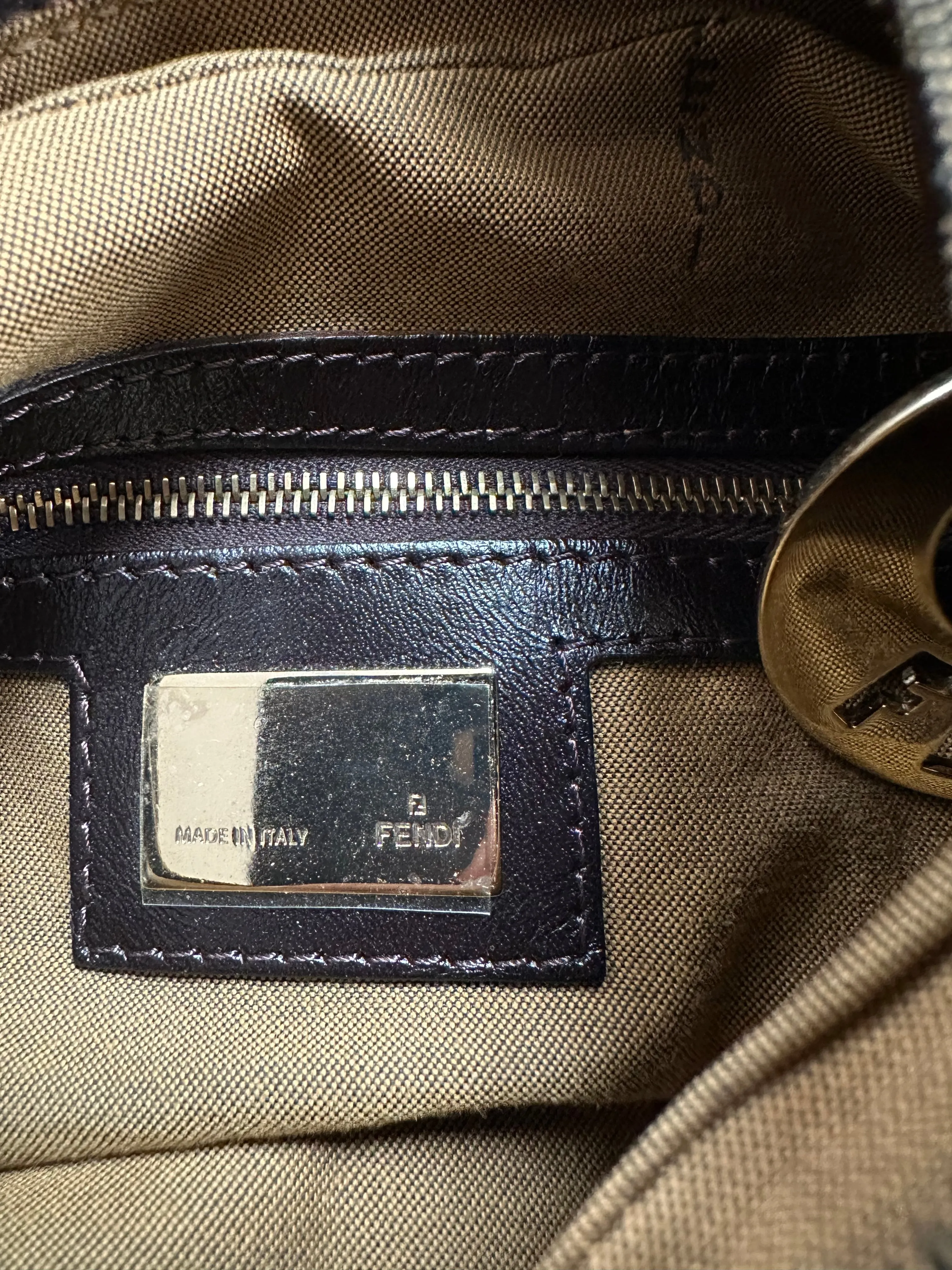 Fendi Brown Monogram Zucca Chef Chain Small Hobo Bag