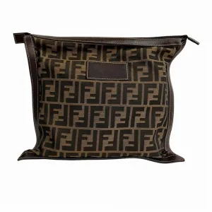 Fendi Canvas Leather Clutch Bag (Pre-Owned)