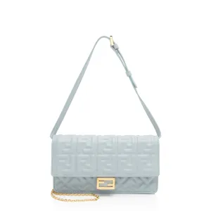 Fendi Embossed Leather FF Baguette Wallet on Chain