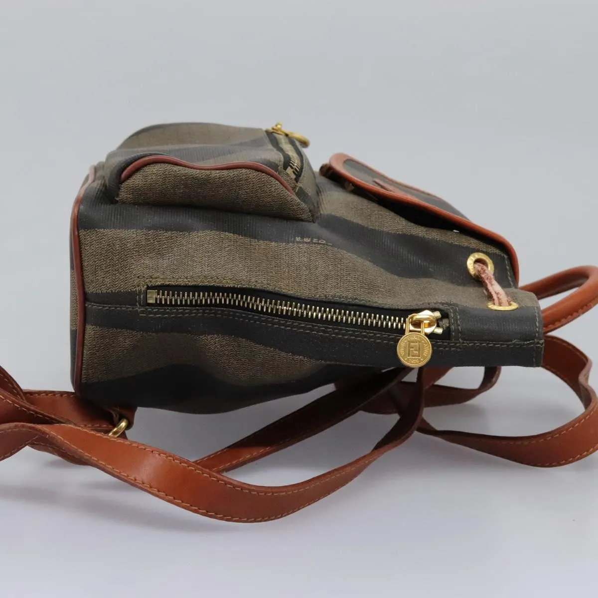Fendi Pequin Canvas Backpack Bag (Pre-Owned)