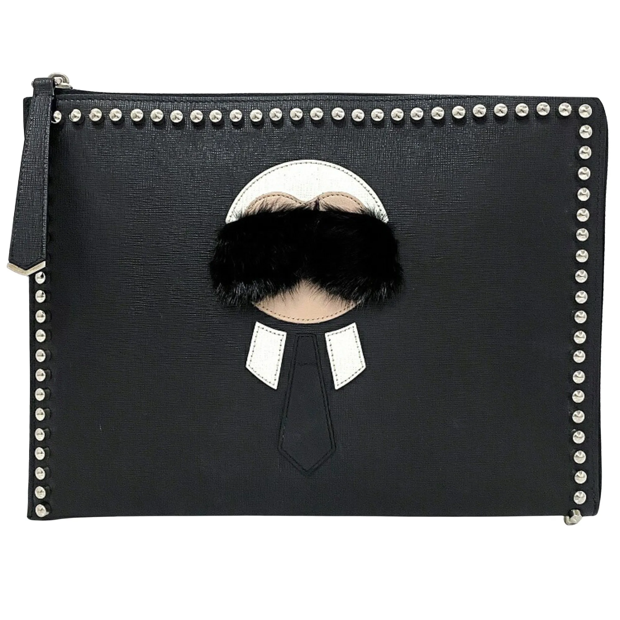 Fendi Studs Leather Clutch Bag (Pre-Owned)