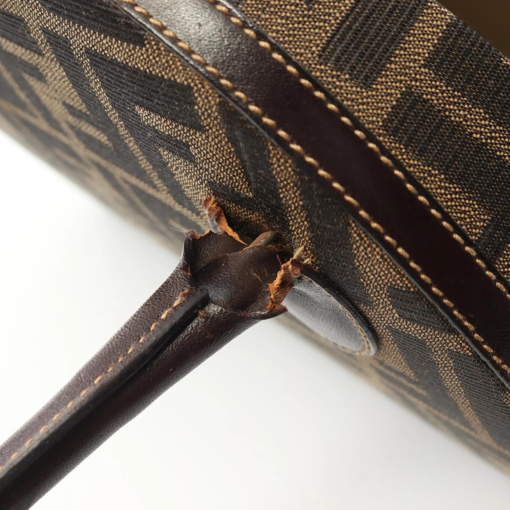 Fendi Zucca Canvas Leather Handbag