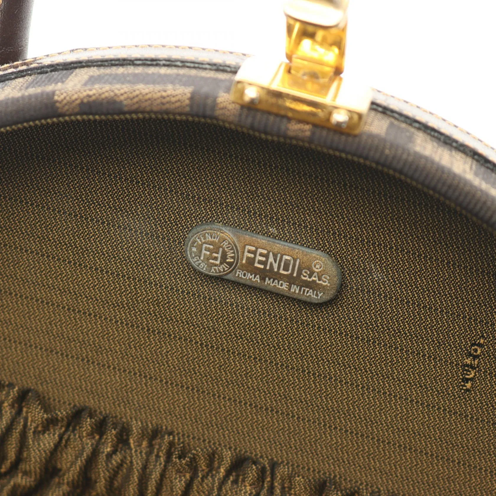 Fendi Zucca Canvas Leather Handbag