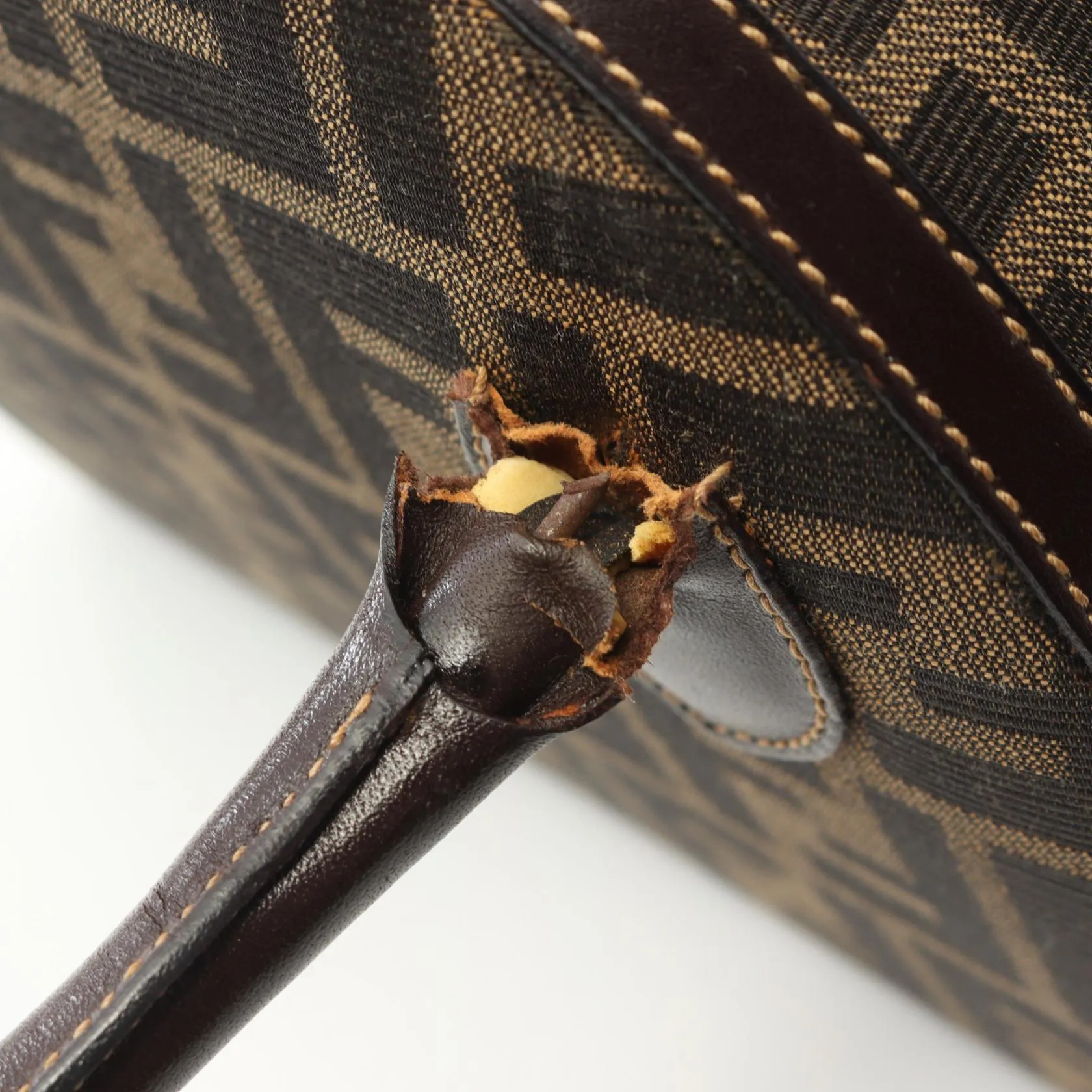 Fendi Zucca Canvas Leather Handbag